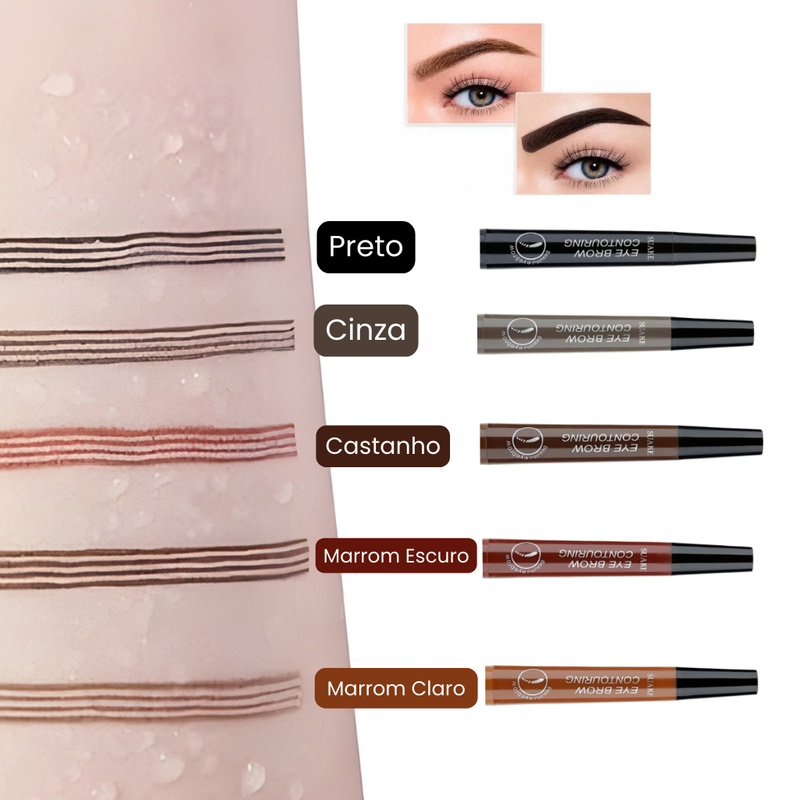 BrowFix™ 4 em 1 – Caneta Delineadora Microblading 4 Pontas à Prova D’Água