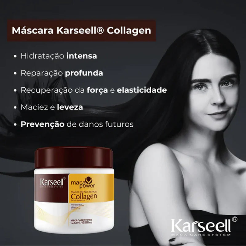Karseel© Reconstrução Capilar Avançada + Shampoo e Condicionador GRÁTIS